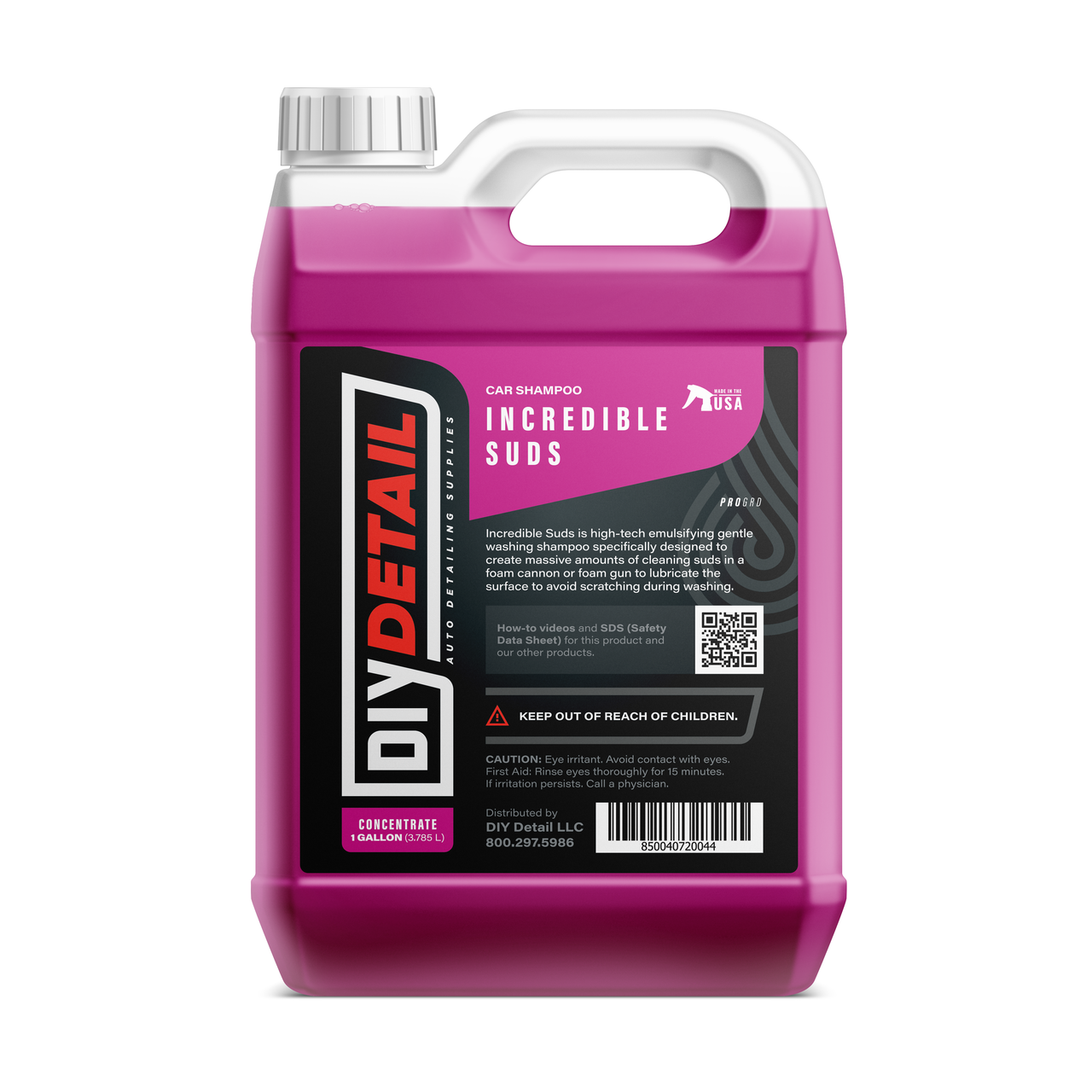 Shampoing auto DIY Detail Incredible Suds 3,6L – mousse dense, pH neutre pour lavage doux