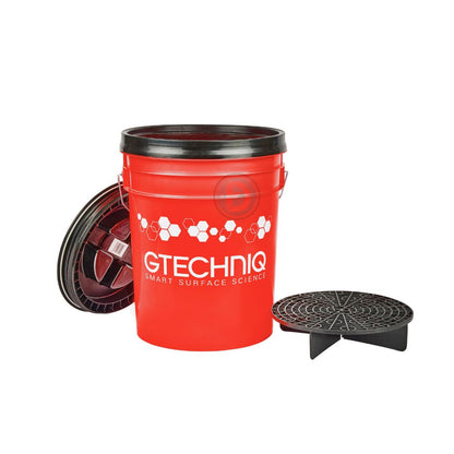Seau de Lavage Detailing Gtechniq Rouge 20L: Grille Anti-Saleté, Couvercle Multi-Usage