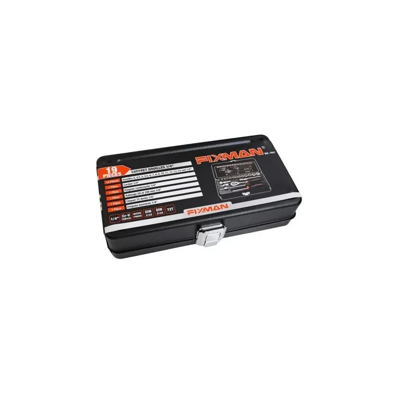 Coffret d'Outillage Complet Cliquet 1/4" avec 13 Douilles Chrome Vanadium Professionnel