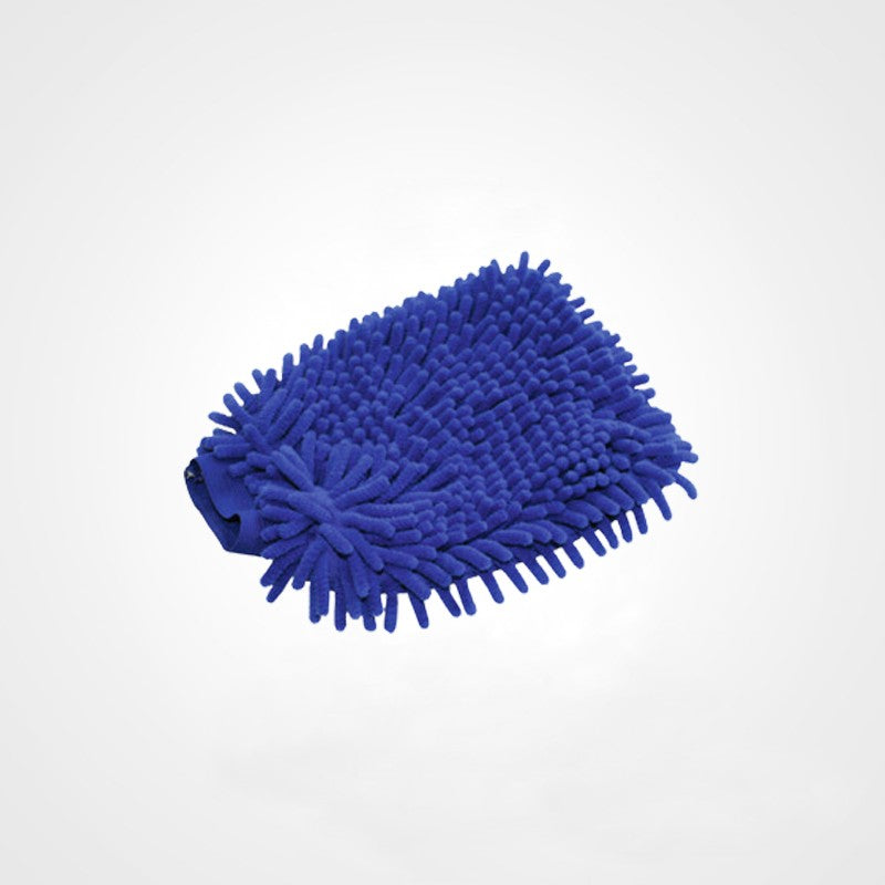 Gants de lavage bi-faces microchenilles et microfibres - coloris bleu